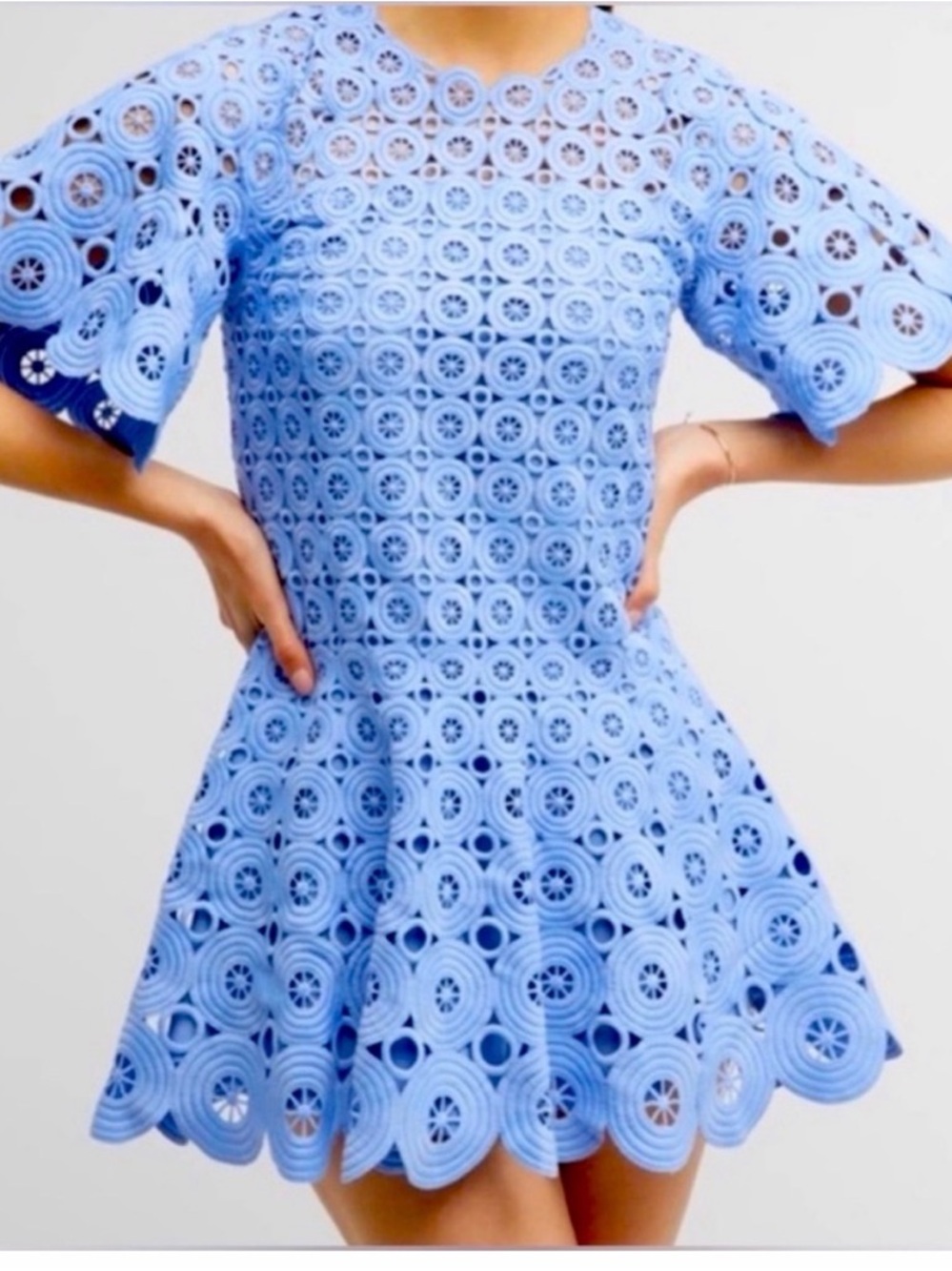 Jonathan Simkhai | Mercy Circle Lace Mini Dress Hydrangea | nwt size 4